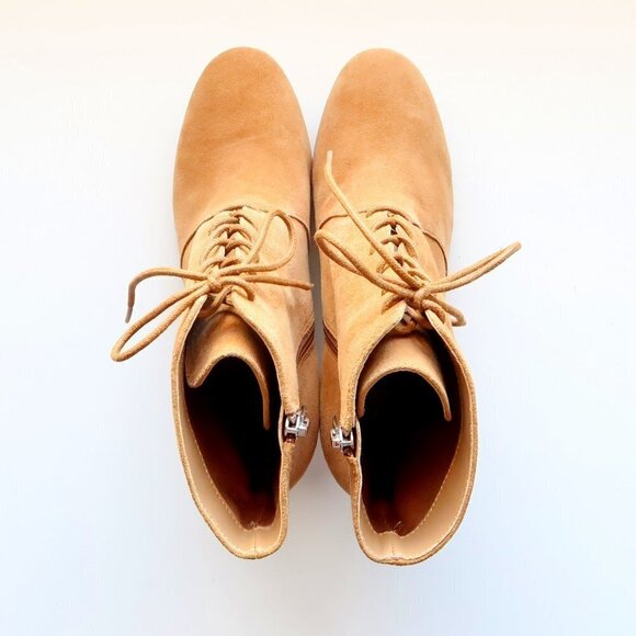 Marc Fisher Suede Leather Block Heel Lace-up Ankle Boots / Booties Size 7.5 - Picture 4 of 16